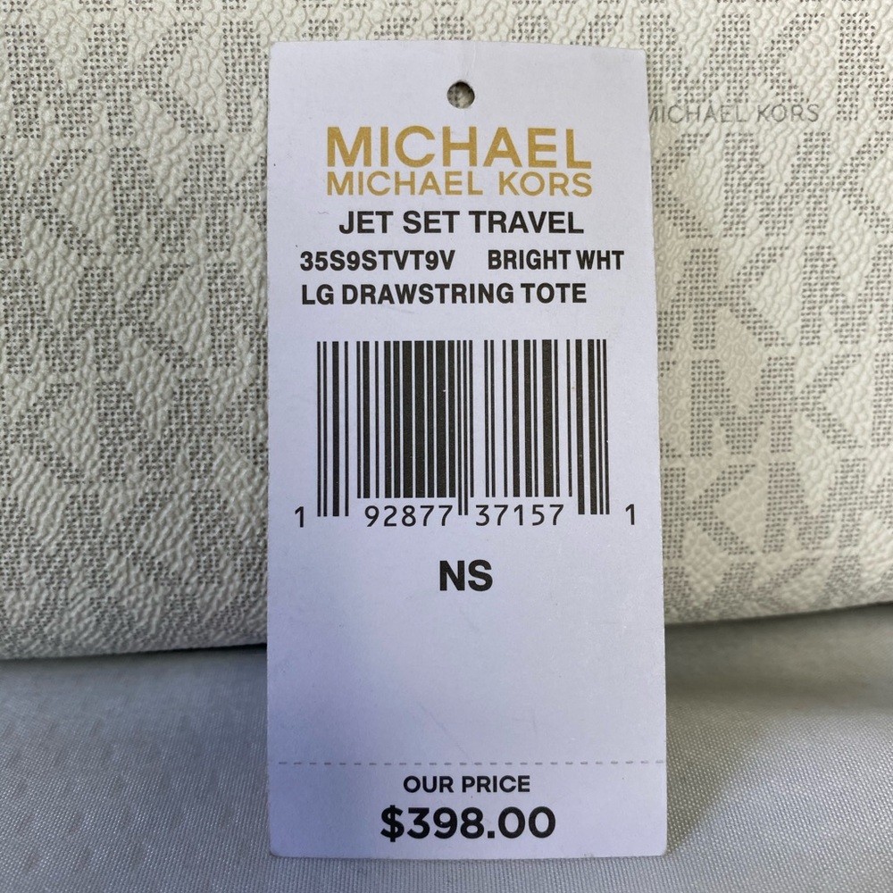 Micheal Kors Large Jet Set Drawstring Tote in Bright White Multi - Picture 5 of 5